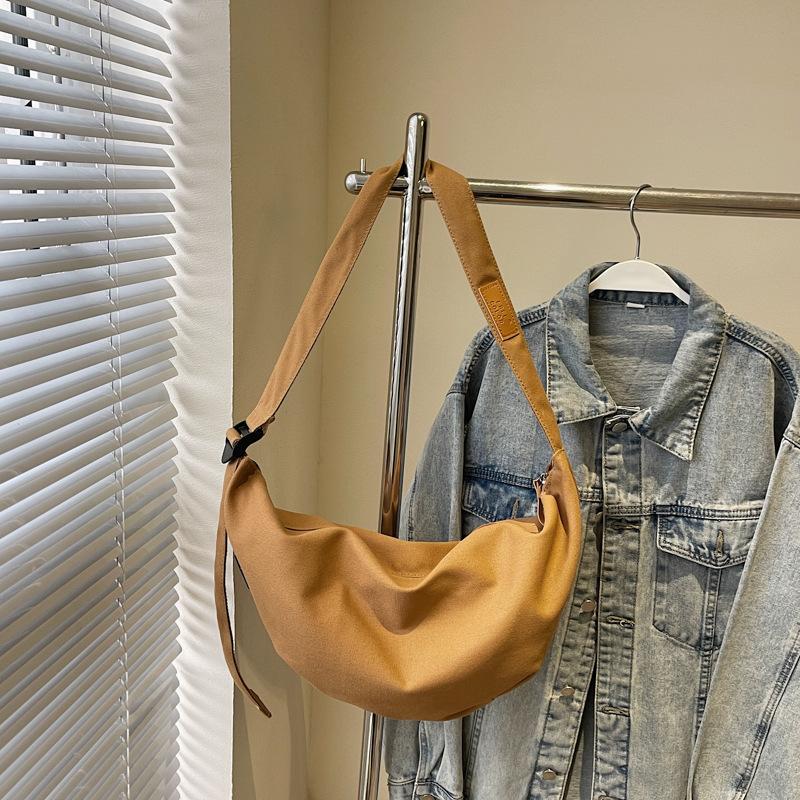 Canvas bag women's large capacity 2025 new autumn fashion lazy style one-shoulder crossbody bag casual commuter dumpling bag