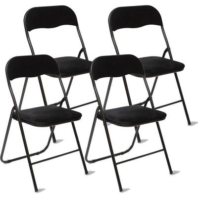 Lot de 4 chaises pliante en velours "Easy" Atmosphera - Noir
