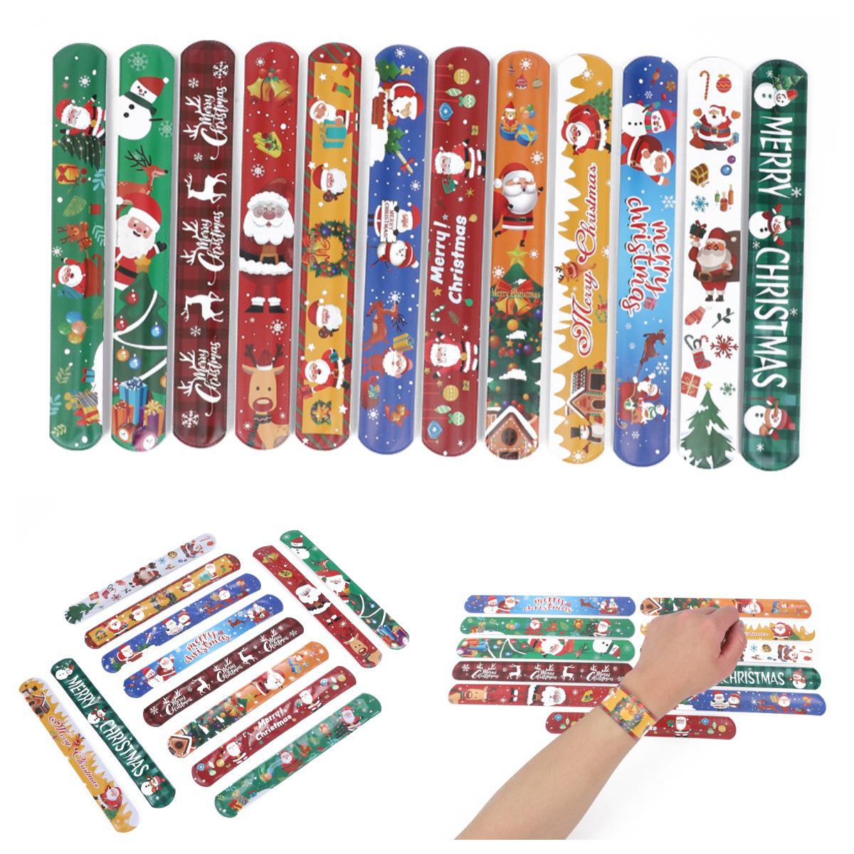 

Рождественский браслет-защелка - Детская игрушка, браслет для новогодней вечеринки, уникальное украшение из стальной пластины, защелкивающаяся лента