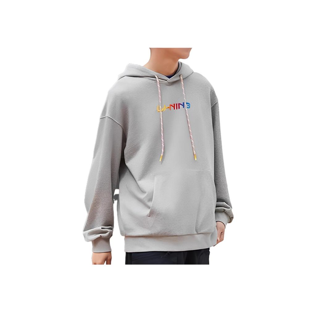 Li-Ning Embroidered Logo Pullover Long Sleeve Sweatshirt Unisex Tops Floral-Grey AWDS533-3