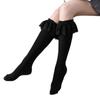 Lolita Girls Lace Pile Socks, Medium Tube Socks, Velvet Calf Socks, Black and White Over Knee