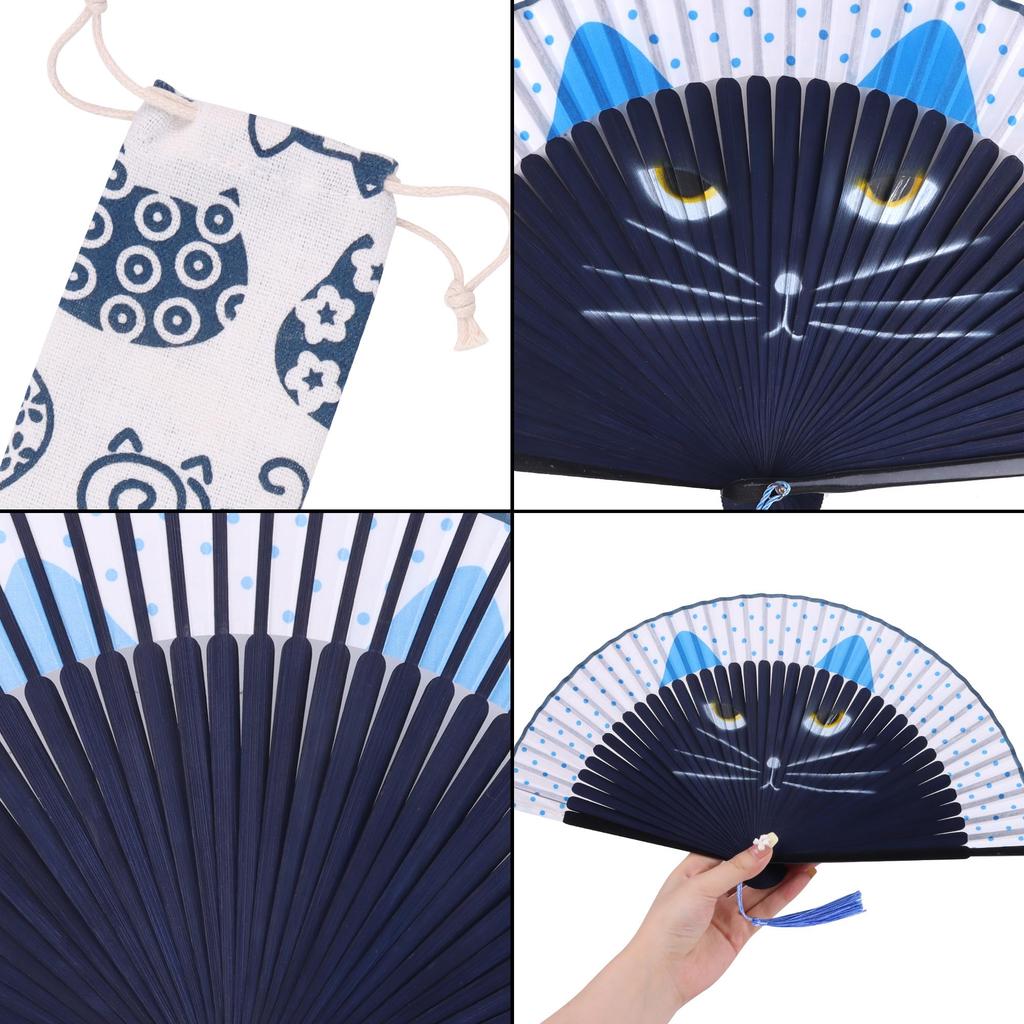 DERAYEE Folding Japanese Summer Mini for Festivals and Fireworks Japanese Blue Fan, Bamboo, Style, Fan, Stylish, Handheld, Displays, Accessory, Gift,