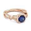 Blue Sapphire Halo Ring - 925 Sterling Silver Rose Gold Vermeil