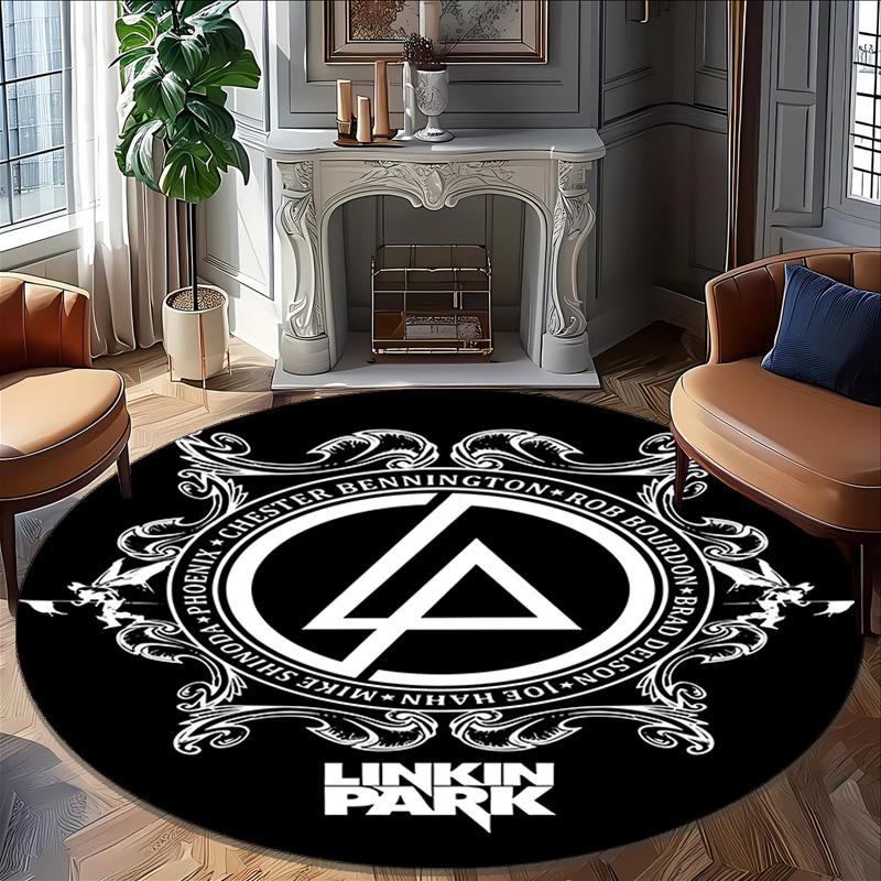 1pc Linkin Park2 Print Round Carpet Chair Round Carpet Suitable for Bedroom Living Room Home Decorative Carpet