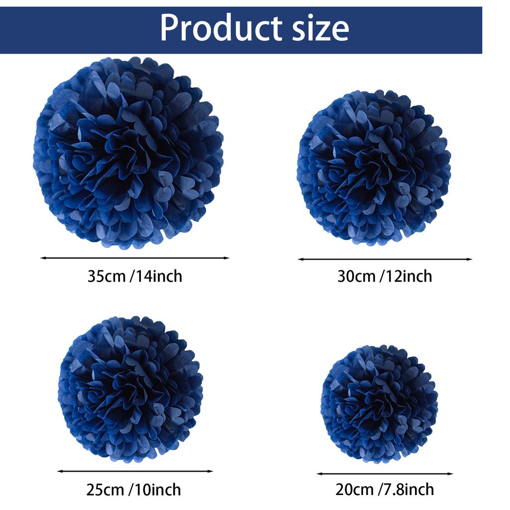 1pcs Set 7.8inch Deep Blue Paper Flower Balls Paper Pom Pom Paper For Birthday Party Paper Flowers Decorations