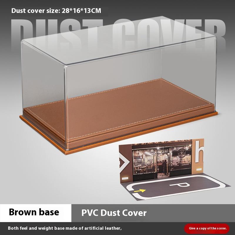

1:24 Dust Cover Display Box Suitable for 1/24 Scale Car Models Highly Transparent Display Cabinet With Parking Lot Scene Picture коричневий