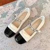 Rhinestone Pearl Buckle Mary Jane Flat Shoes Women's Spring and Autumn Princess Shoes