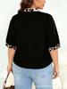 Damen Plus Size Patchwork-T-Shirt mit Leopardenmuster - Frühling/Sommer Kurzarm
