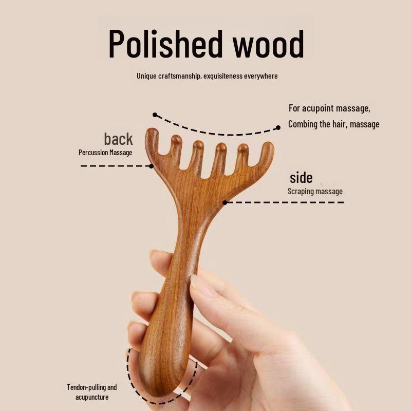 Hirschgeweih Fünf-Krallen Kopfhautmassagekamm für Lymphdrainage