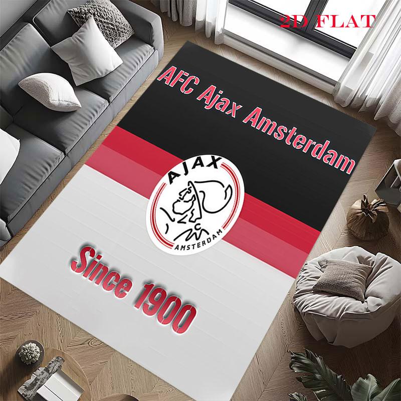 Tappeto con logo AFC Ajax per Soggiorno Camera da Letto Decorazione Divano Casa, Tappetino Antiscivolo per Giochi Bambini
