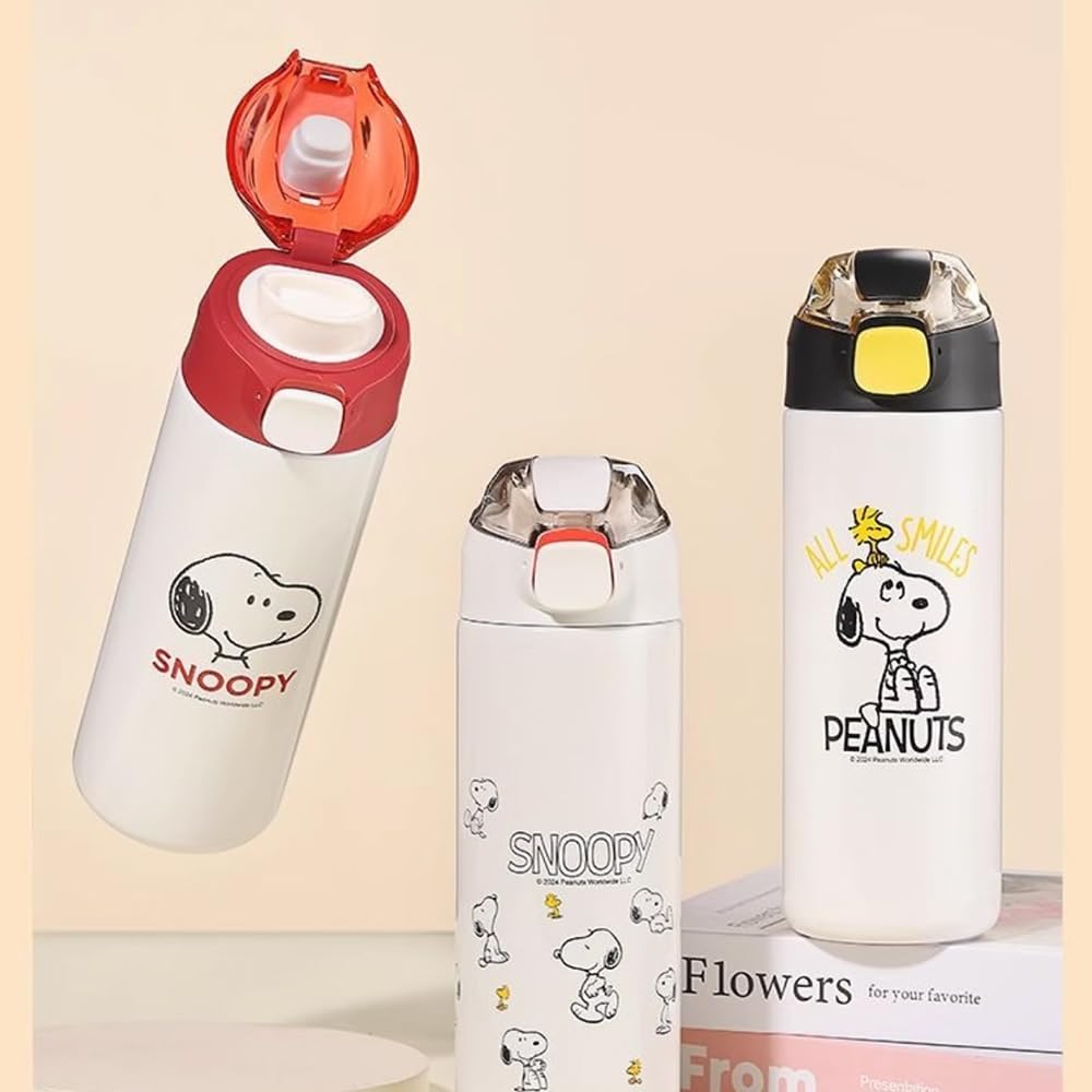 Snoopy Thermos Water 316 Stainless Direct Large Keeps Water Cold or Easy to Perfect for Outdoor and More Bottle, Steel, Drinking, Leak-Resistant,