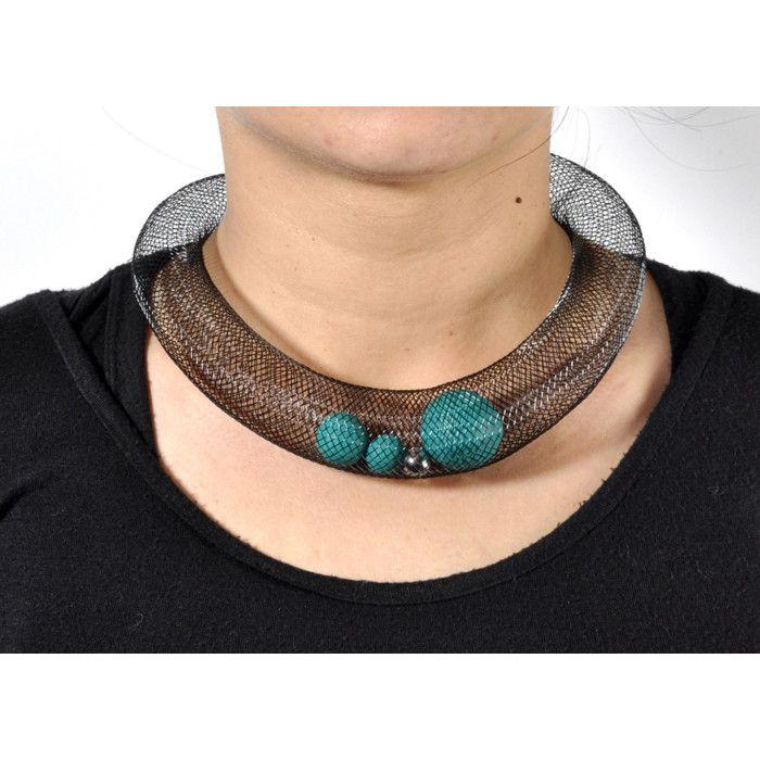 Elena Valenti - Ciambella Grande Choker - Mesh and Duck Green Polymer