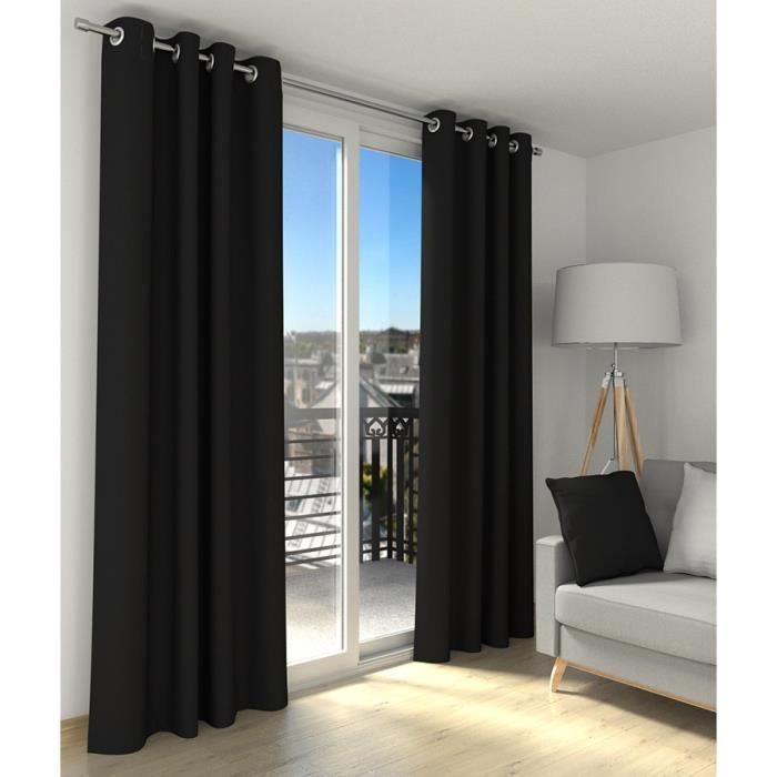 Lot de rideaux occultant - Stop Light - Noir - 2x140x260