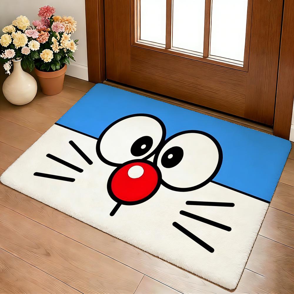Kwaii Anime D-DoraemonS Floor Mat Cozy Flannel Soft Thick Non-Slip Mat For Living Room Bedroom Kitchen Decor Rugs