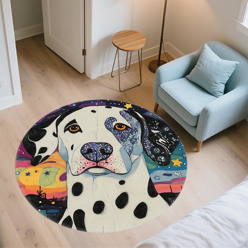Dalmatian Pattern Round rug,Carpet Rug for Living Room Bedroom  Playroom ,Non-slip Floor Mat,Holiday Gifts and Birthday Gifts.