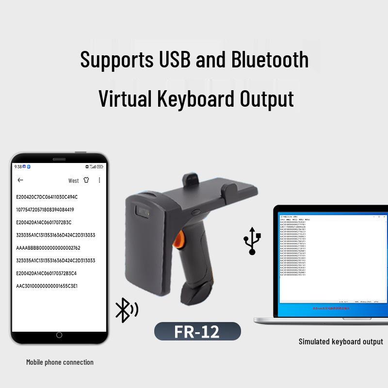 Handheld UHF RFID Bluetooth Barcode & QR Code Scanner Reader