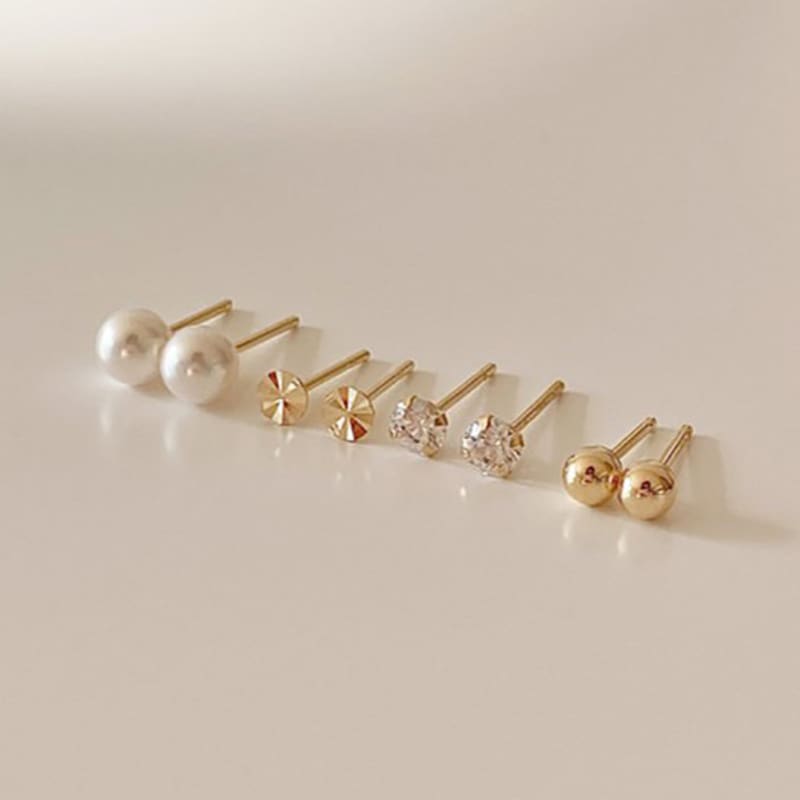 Taupe [Exclusive] 14k Gold Earring Set - 4 Basic Earrings
