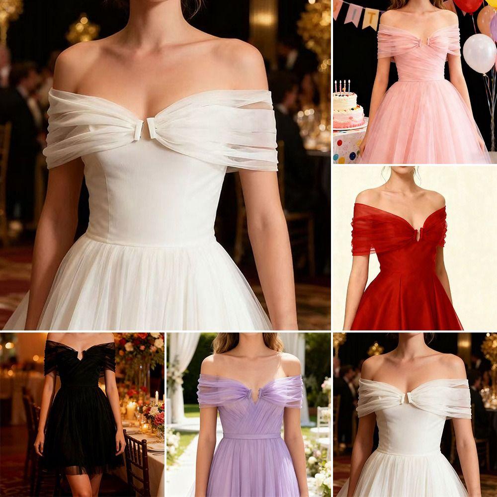 DIY Sheer Shawl Off-the-shoulder Bridal Wedding Dress Accessories New Shoulder Straps