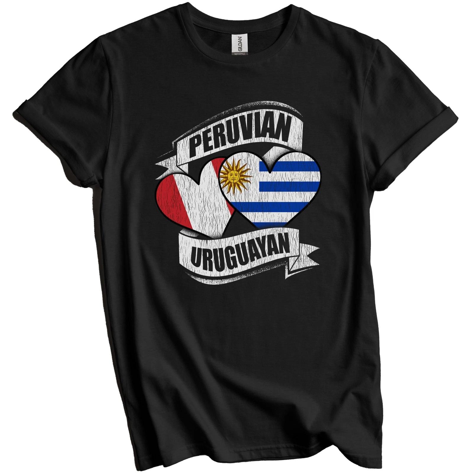 Peruvian Uruguayan Hearts Peru Uruguay Flags T-Shirt 4XL