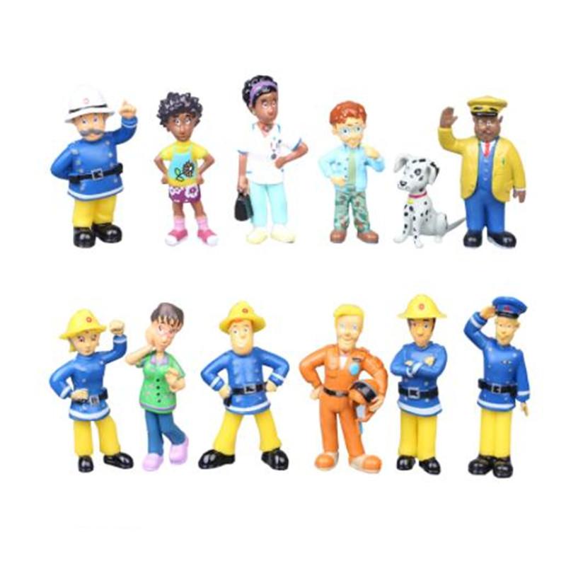 

12Pcs/set Fireman Sam Cartoon Anime Fire Fighting Figure Model PVC Doll Playthings Boys Girls Toy Designed For Children Birth Date Xmas Present