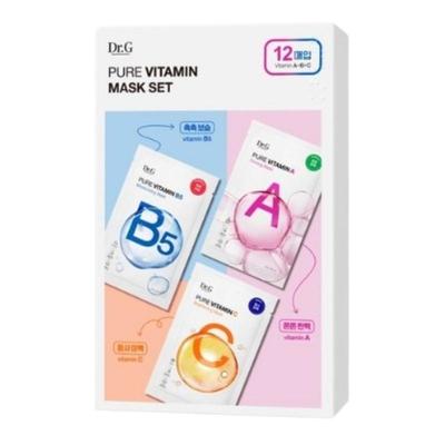 Pure Vitamin Sheet Mask Set – 12 Sheets Total (4 Each of Vitamin A, B5, C) | Korean Face Mask for Brightening, Hydrating & Soothing Care