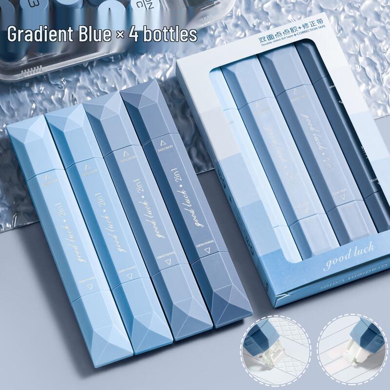 Student 2-in-1 Dual Head Correction Tape & Dot Glue Pen Set, 4-Pack