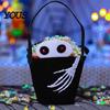 Lightweight Carrying Bag Halloween Trick or Treat Bucket for Kids, Pumpkin Face Ghost Bat Cat Role Play Props Candy Snack Basket, Holder with