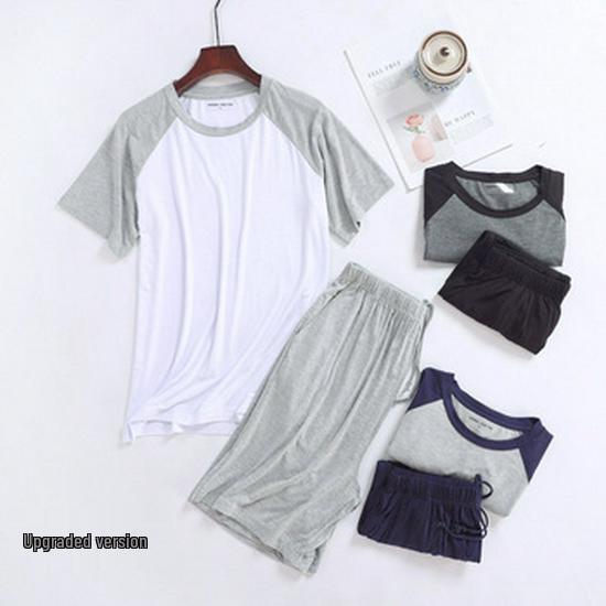 Damen Sommer Modal Pyjama Set - Kurzarm Oberteil & Caprihose, Tragbar im Freien, Übergröße