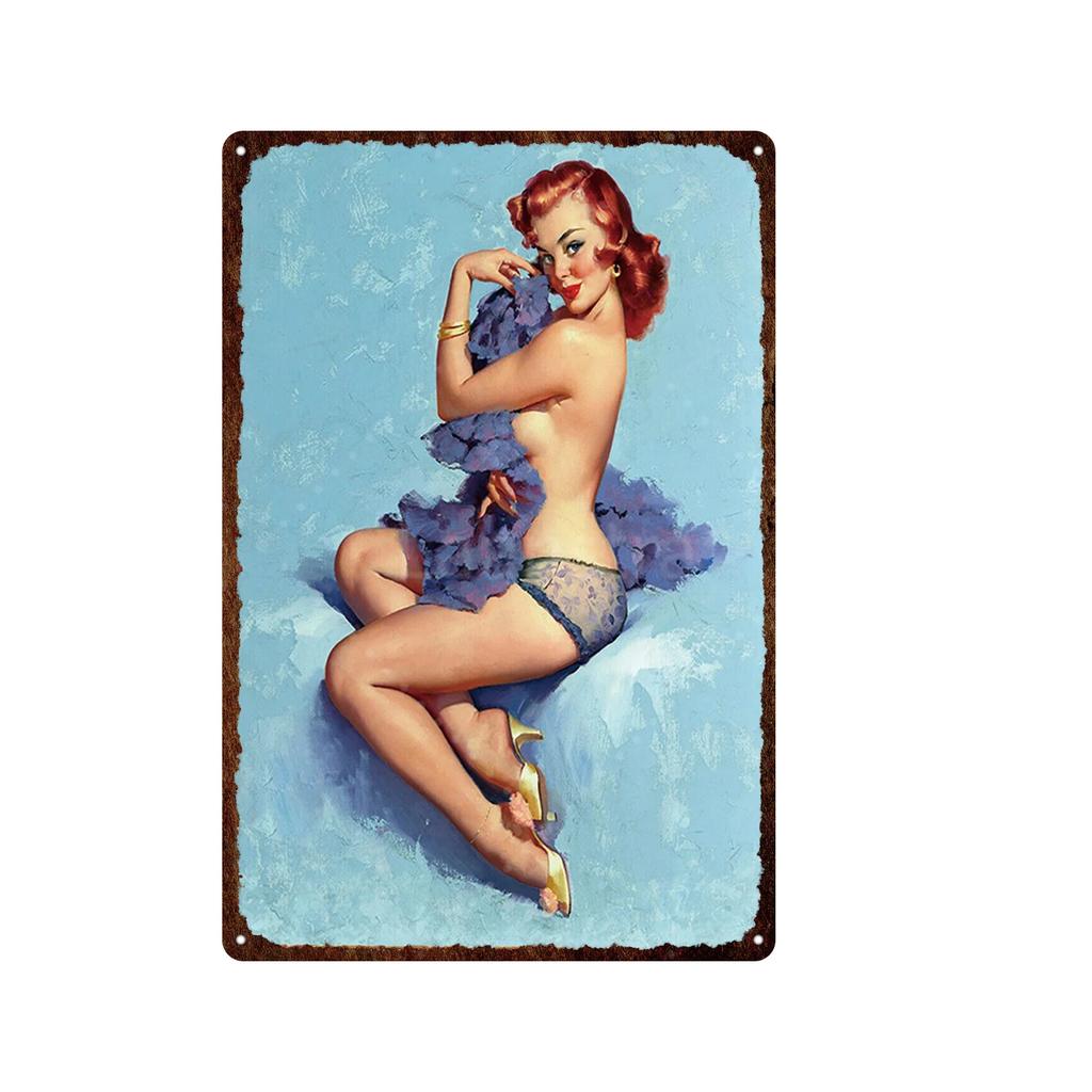 Iron Painting Elegant Pin Up Girl Retro Posters Tin Sign Metal Sign Decor Wall Women Portrait Bar Pub Club Man Cave Pictures