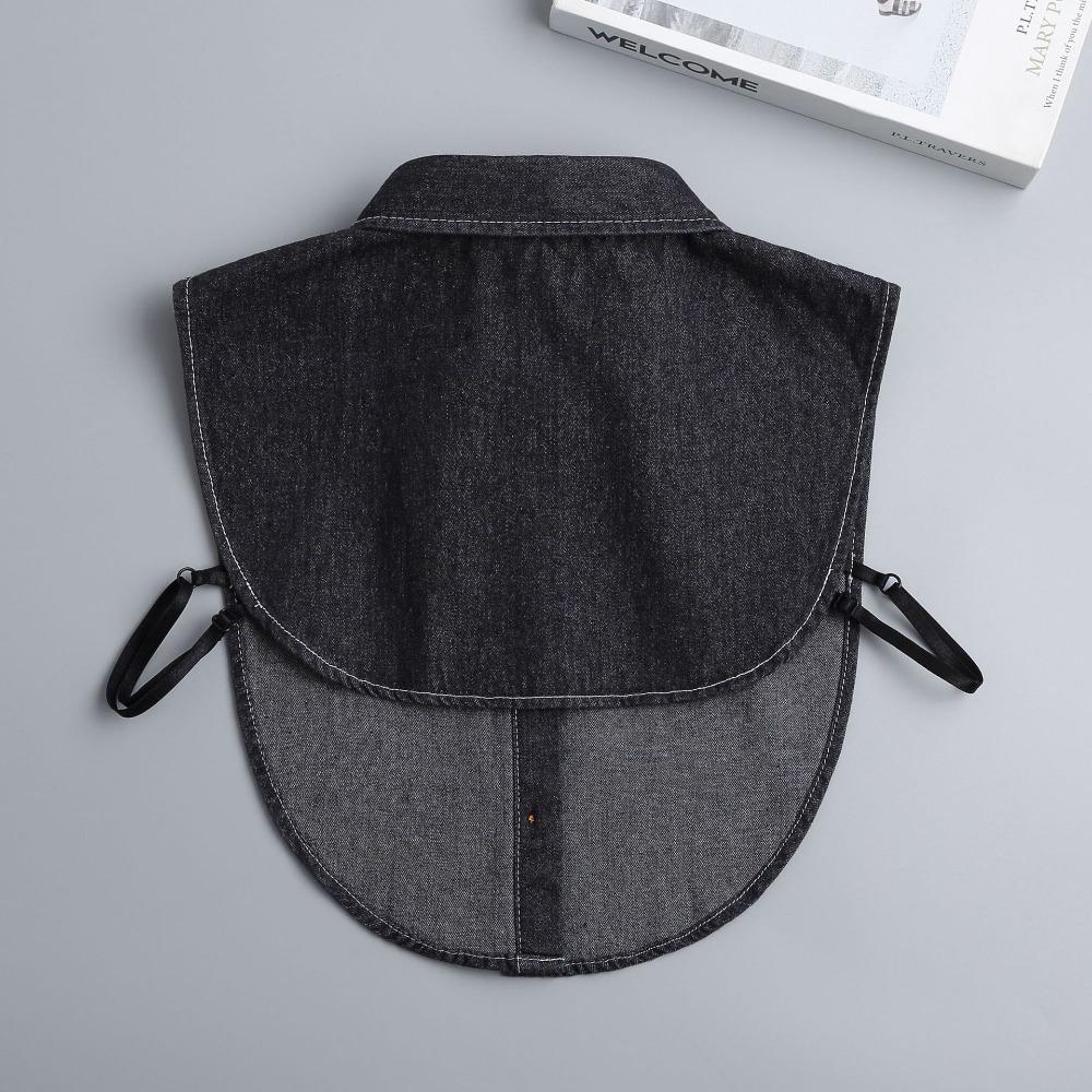 Adjustable Straps Denim Fake Collar Korean Style Turtleneck Fake Collar Retro Shirt Collar  Women