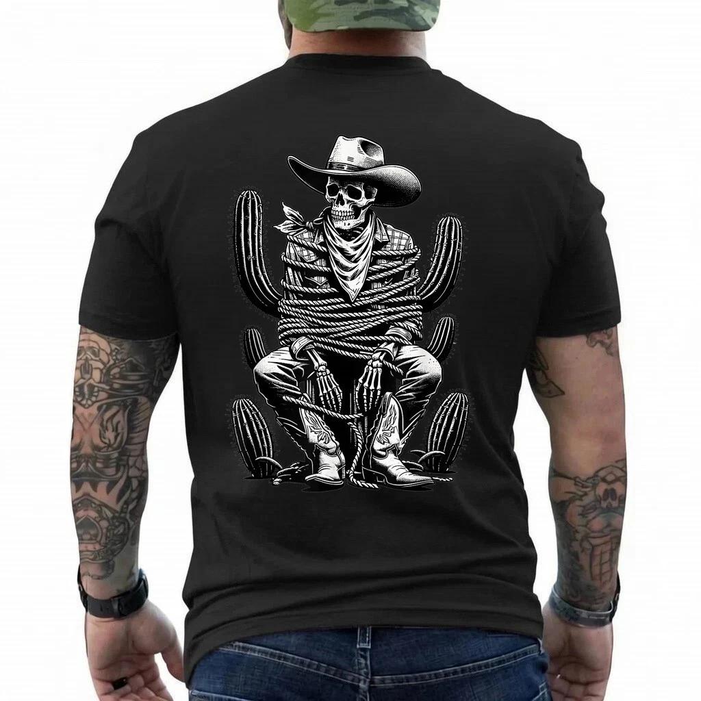 Skeleton Cowboy Cactus Desert Alt Goth Western Gothic Skull T-Shirt L