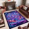 Space Cosmic Theme Crystal Velvet Rug Personalized Custom Name Text Soft Floor Mat Home Decor