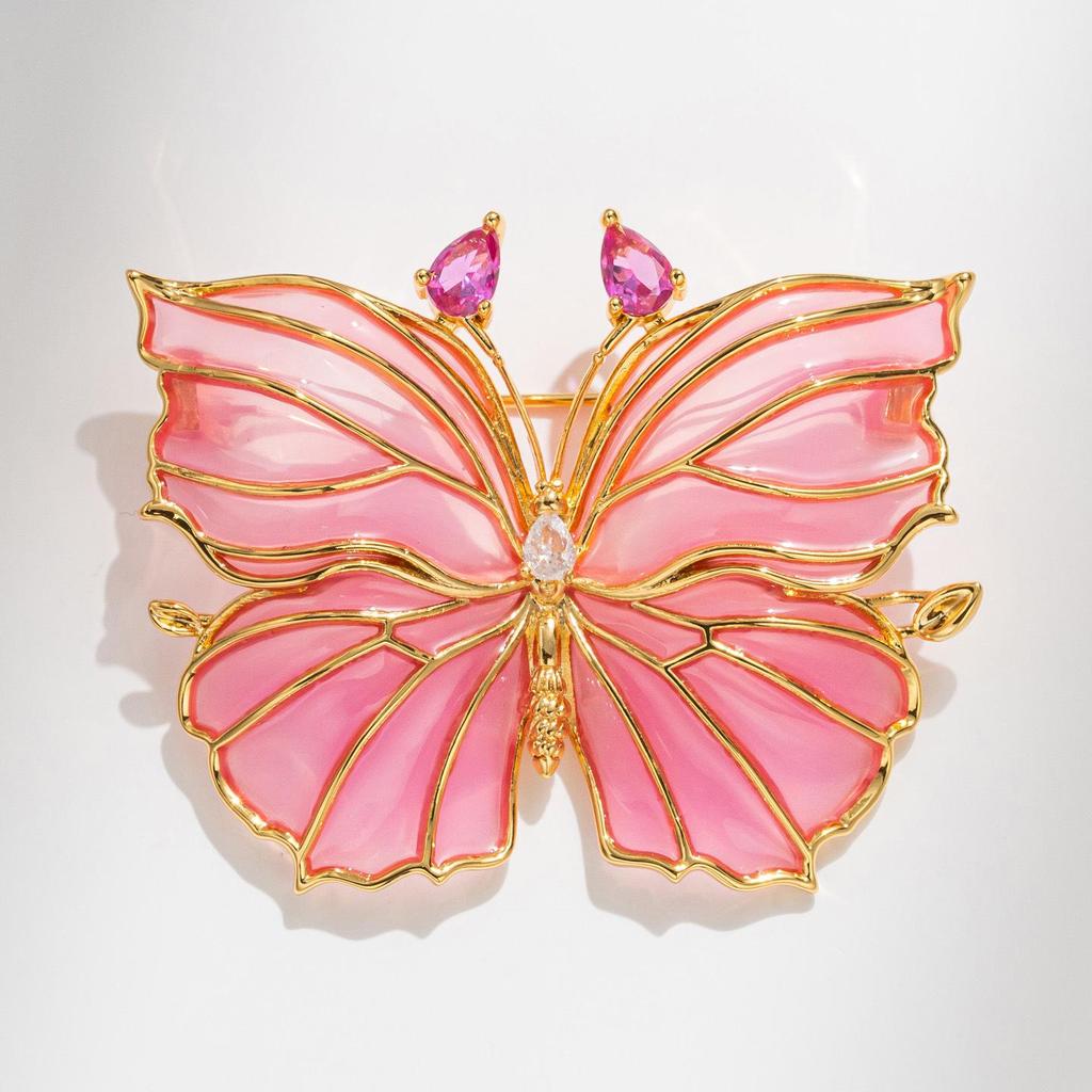 Retro Crystal Butterfly Brooch Pendant by Bo Xin Yun - Two-in-One Original Design