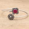 Ruby Gemstone Handmade Jewelry Cuff Bracelets 7''Adjustable