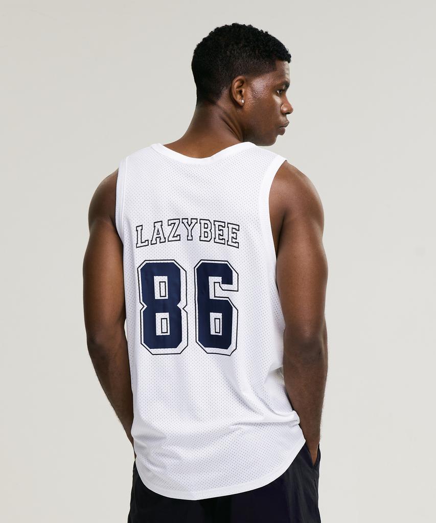 Leijibi Muscle Mesh Jersey Oversized M Sleeveless Tank Top White