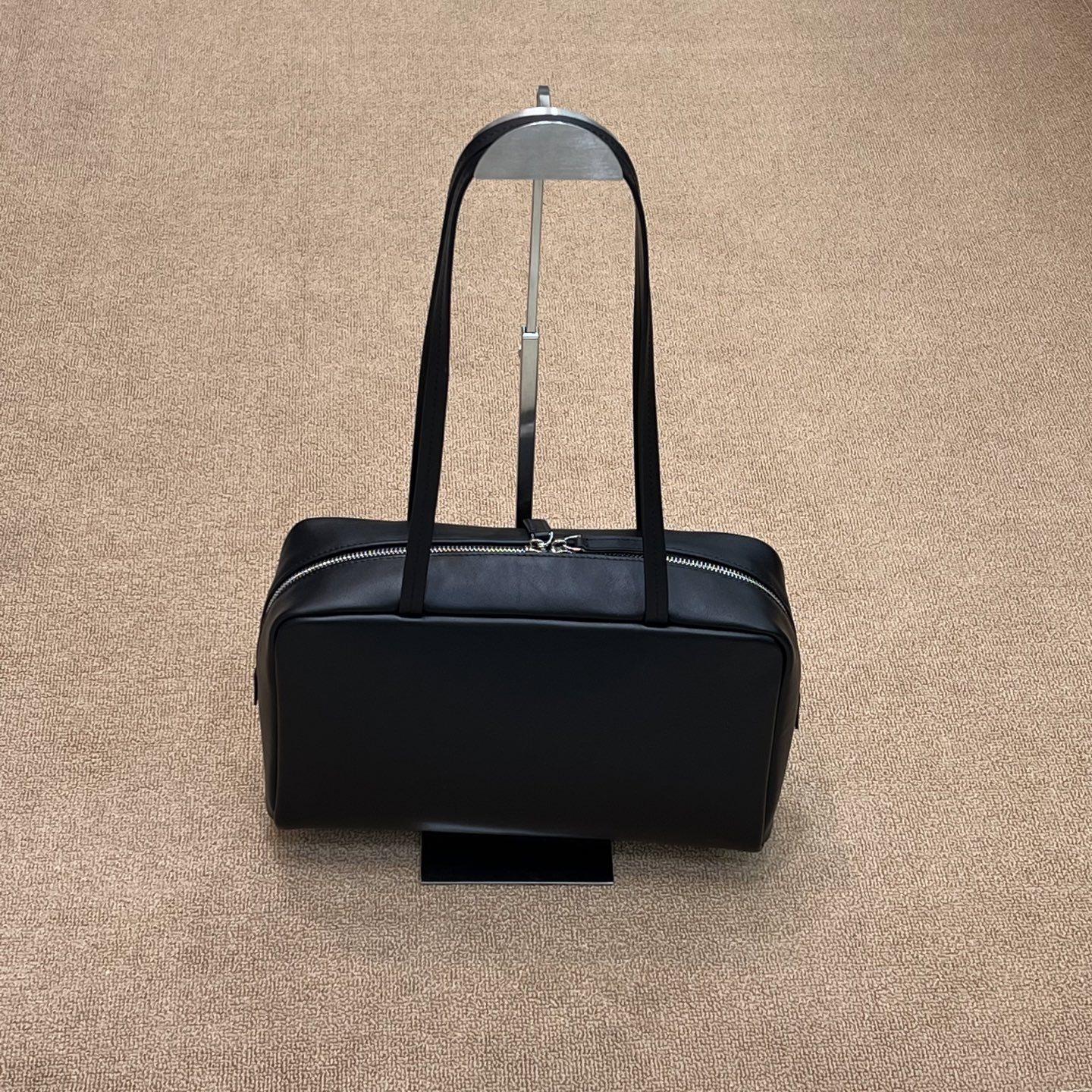 

Минималистская сумка-тоут для боулинга из натуральной кожи 2025 года – женская сумка через плечо под мышкой чёрный