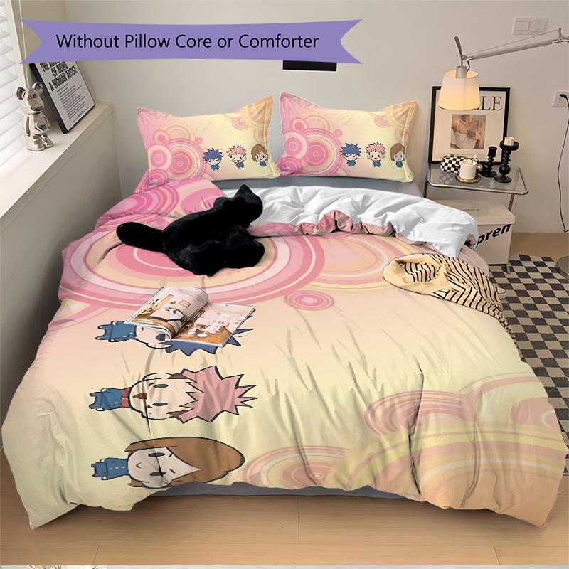 Circular Characters Adventure Printed 3pcs Bedding Set Soft Microfiber 1 Duvet Cover And 2 Pillowcases Home Bedroom Decor Xmas Gift K1850