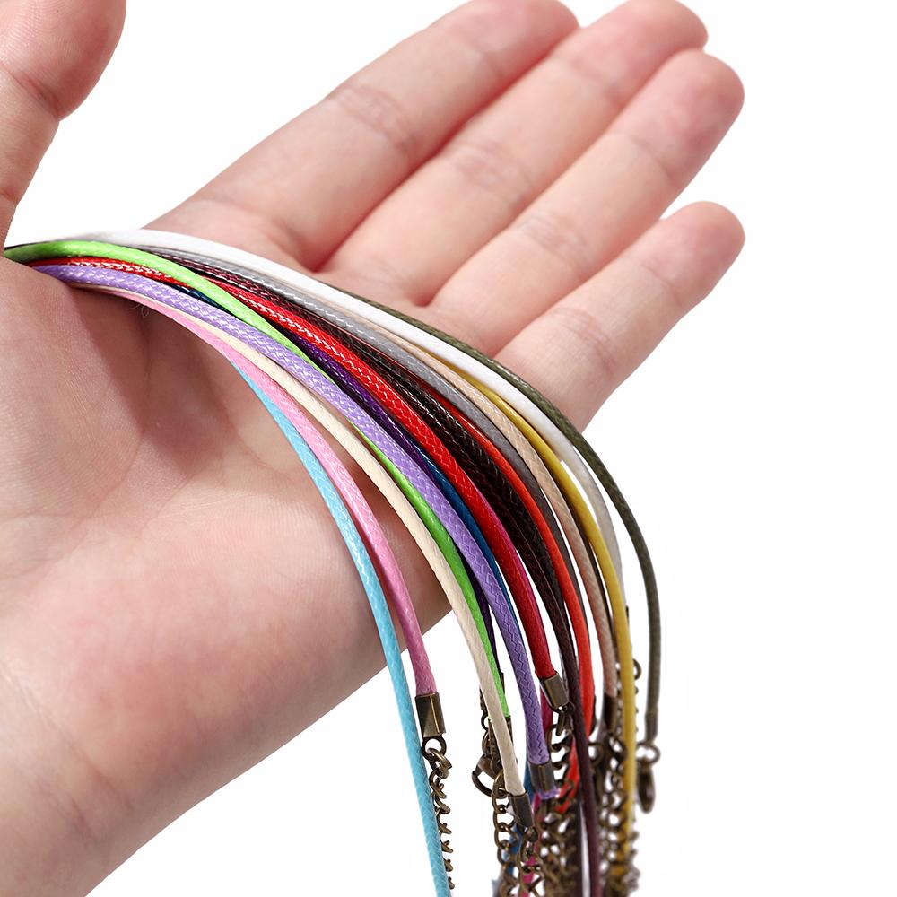 10Pcs 1.5/2mm Colorful Leather Braided Rope Bronze Lobster Clasp Tail Chain Connector for DIY Pendant Jewelry Making Supplies