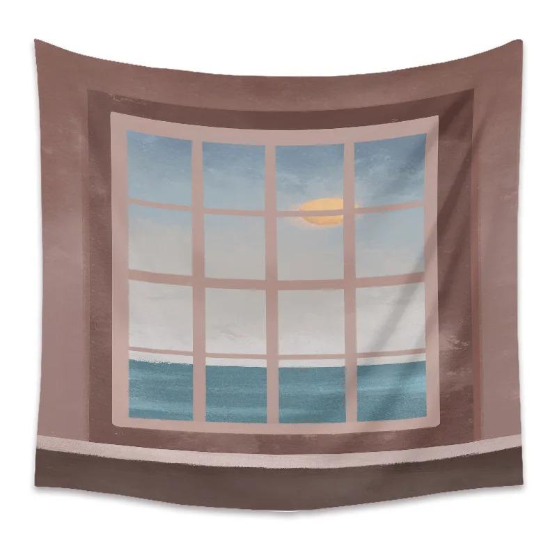 Window Scenery Background Hanging Cloth Bedroom Living Room Tapestry Home Wall Decoration Tapestry