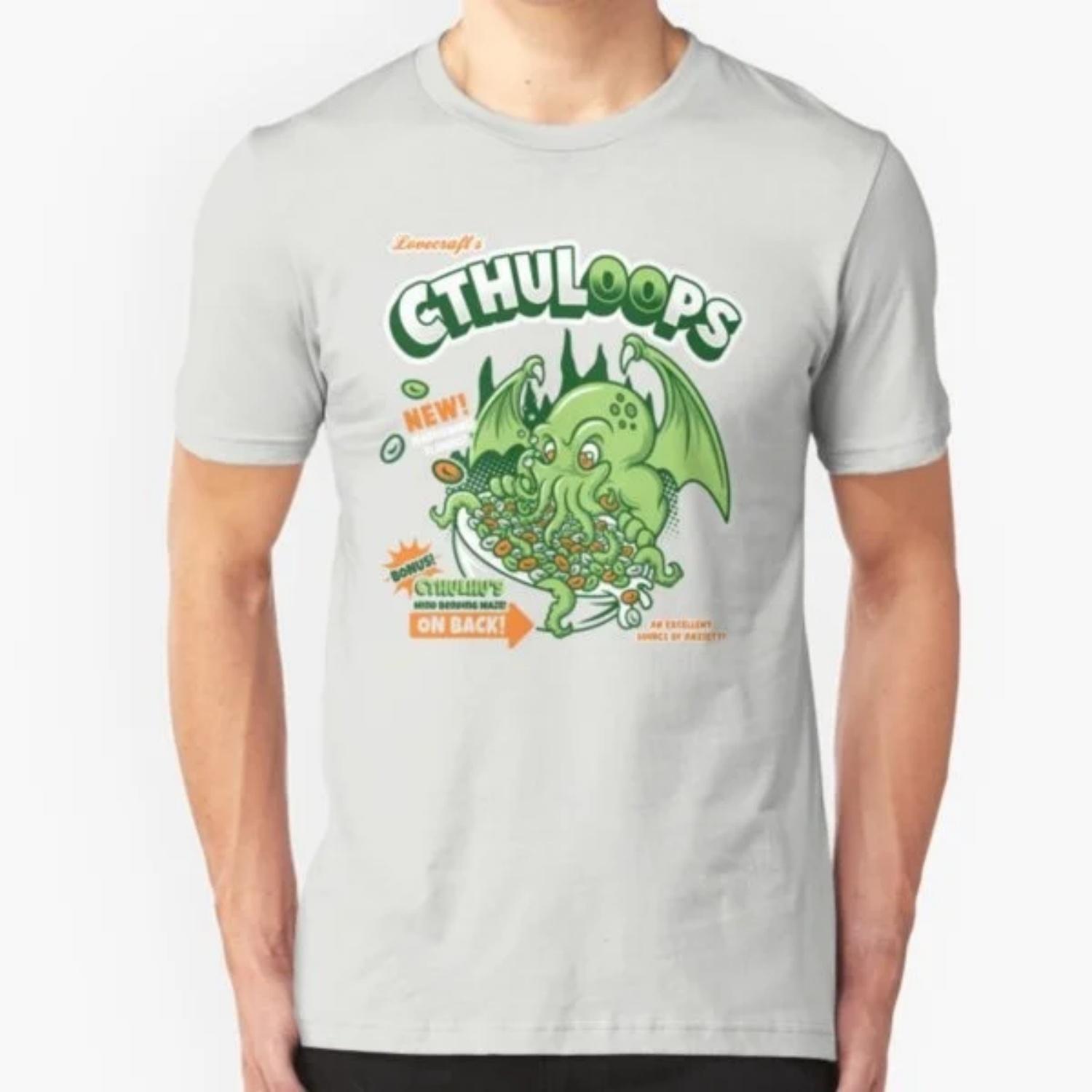 

Cthuloops! All New Flavors! lovecraft T-Shirt Tee short sleeve cotton t-shirt women and men S чёрный