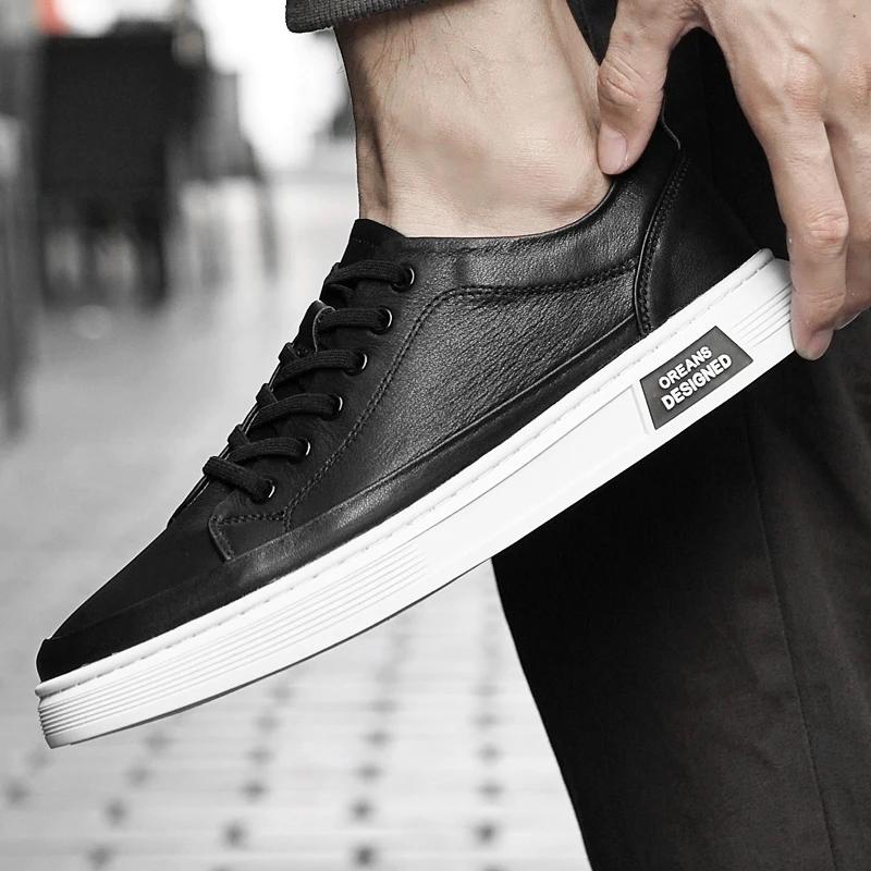 Men Casual Shoes Spring Fashion Men's Shoes Genuine Leather Outdoor Sneakers Classic Lace up Designer Shoes