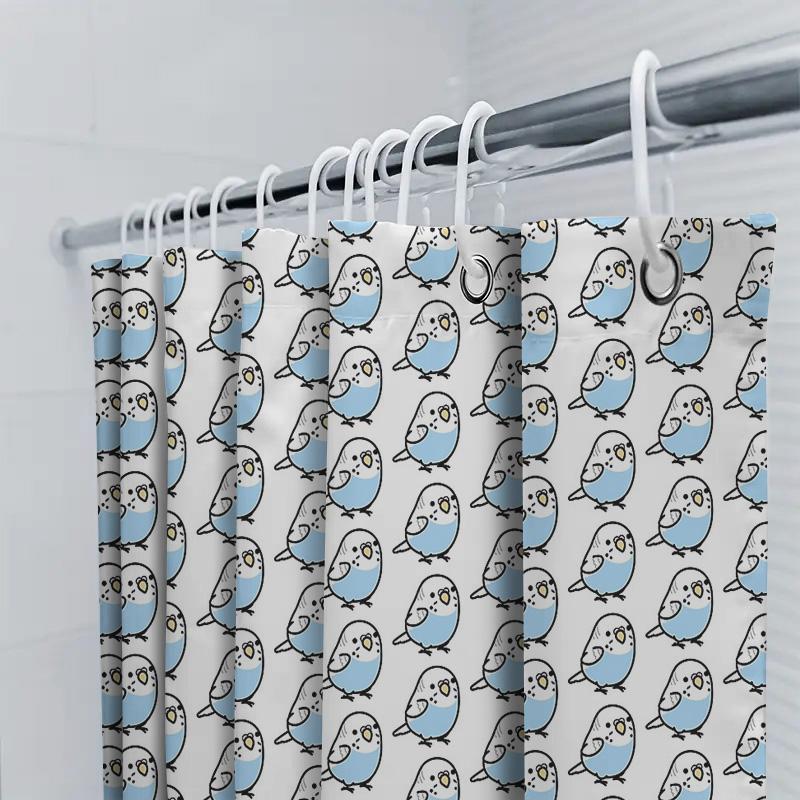 Cute Bird Shower Curtain Blue Birds Pattern Waterproof Bathroom Decor Set Vintage Farmhouse Style Home Textile Accessories