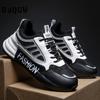 Letter Print Chunky Sneakers Casual Leather Mesh Breathable Upper Increased Internal Cover Bottom Platform Fashion Running Shoes