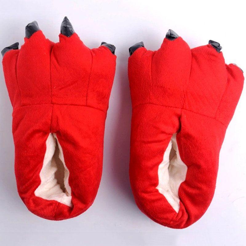 Cozy Dinosaur Cosplay Costume Slippers With Soft Plush Paw Shoes For Winter Warmth