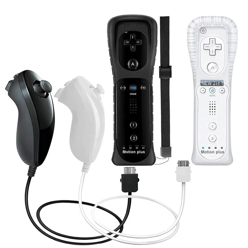 A Pair Remote Controller with Nunchuck Controller for Wii Games Control for Wii Console Wireless Gamepad with Motion Plus