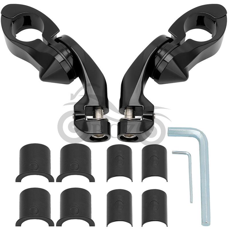 Modified Motorcycle Footpegs for Harley 32mm Bumper Mounts Standard