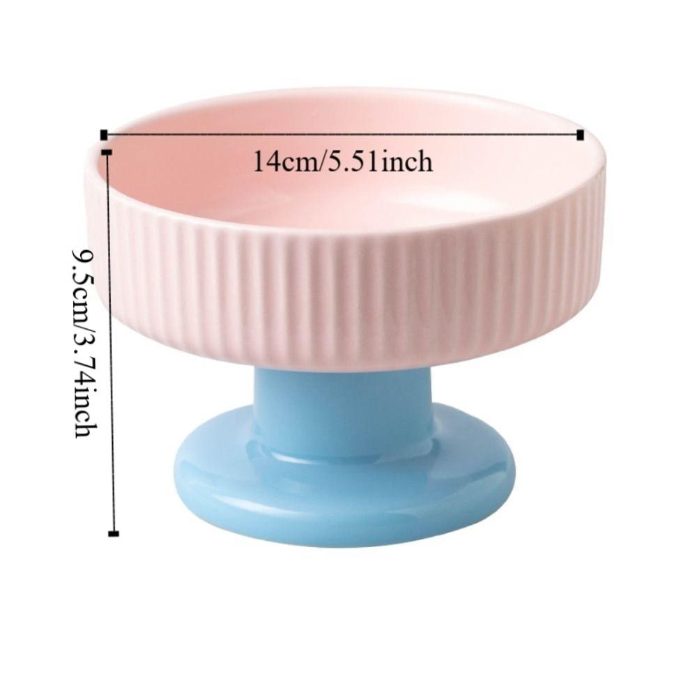 Cute Pet High Footed Cup Bowl Dopamine Color Pet Drinking Feeder Dog Food Feeding Basin Puppy