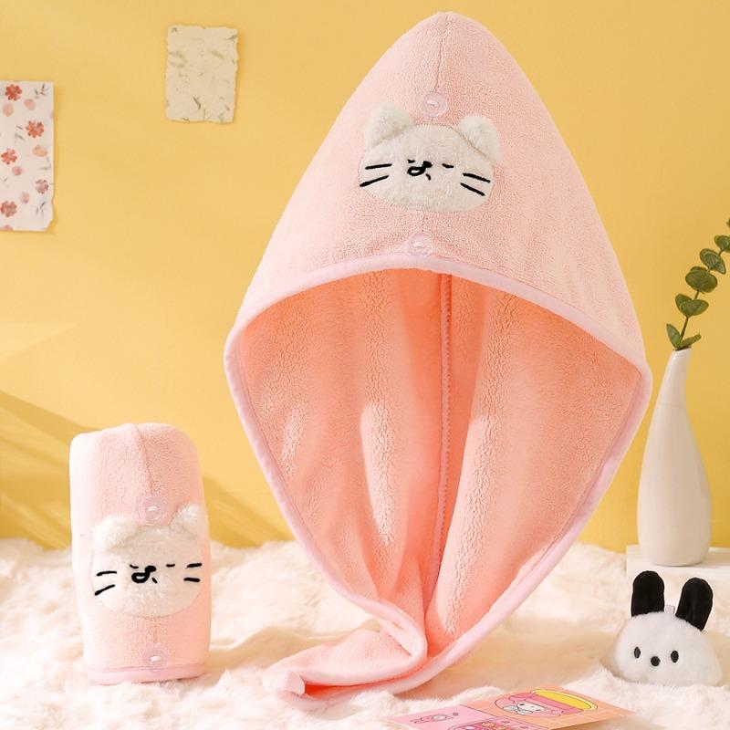 

Счастливого праздника, щенок, милая шапочка для сушки волос из кораллового флиса, утолщенный суперабсорбирующий бытовой быстросохнущий платок для головы 1pc розовый