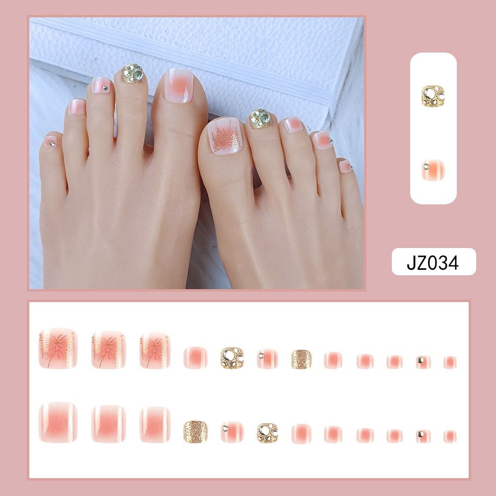 Faux Fingernails False Toe Nails Square Head Foot Nail Tips Detachable Fake Toenails  Women
