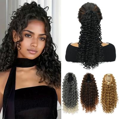 Synthetic Long Curly Ponytail Wig Extensions Loose Adjust Clip In Ponytail For Women Quick Daily Wear